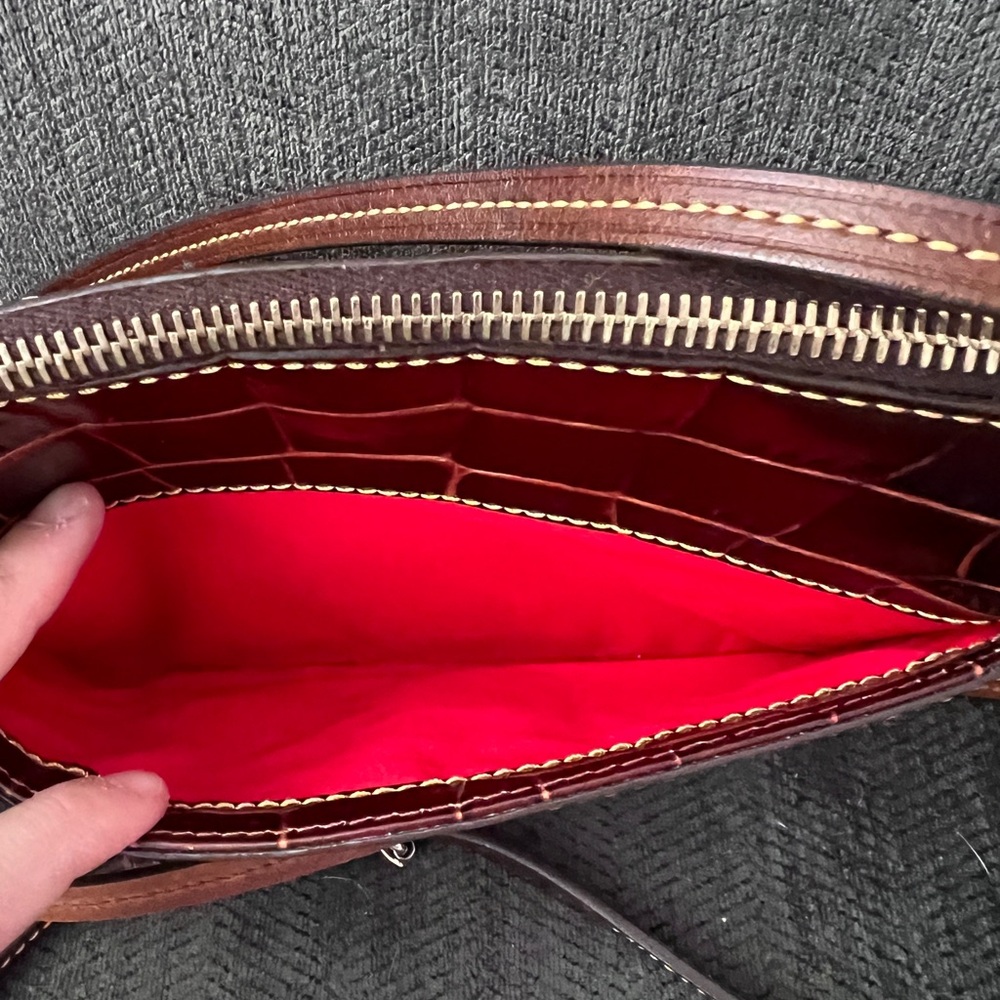 Dooney & Bourke Burgundy Croc Embossed Crossbody Bag - Picture 4 of 10